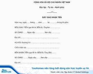 Mẫu giấy biên nhận tiền mua bán đất mới nhất hiện nay 2020