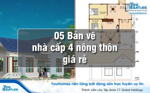 Bản vẽ 5 mẫu nhà cấp 4 nông thôn đẹp giá rẻ