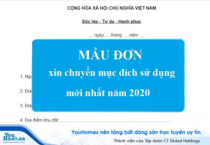 Mẫu đơn xin chuyển mục đích sử dụng đất mới nhất 2020