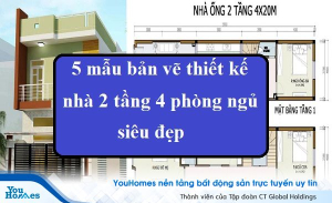 5 mẫu bản vẽ thiết kế nhà 2 tầng 4 phòng ngủ siêu đẹp