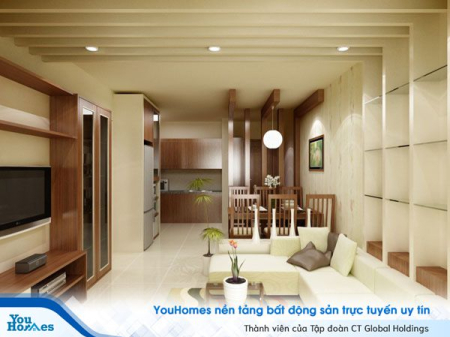 Mẫu thiết kế phòng khách rộng 40m2 tân cổ điển NamCuong