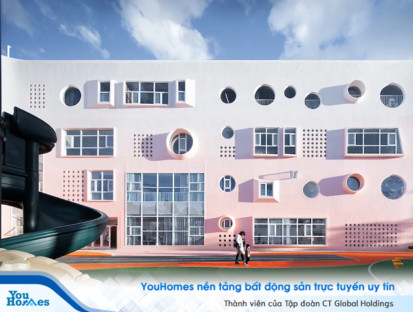 Hút mắt với trường mẫu giáo mang thiết kế kẹo mút hồng