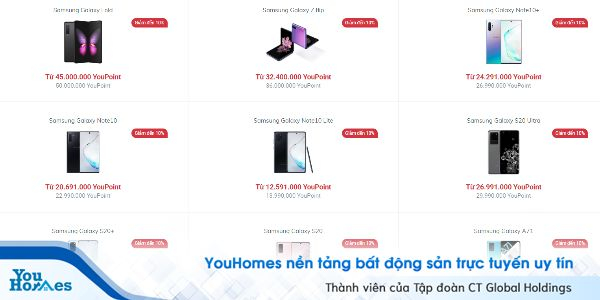 [YouHomes Mall] Ưu đãi lên đến 10% khi mua tất cả các dòng điện thoại di động Samsung 