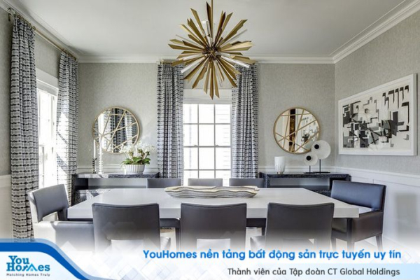 Sử dụng gương trang trí không gian rất thích hợp với những căn phòng thiếu ánh sáng hoặc có diện tích hạn chế.