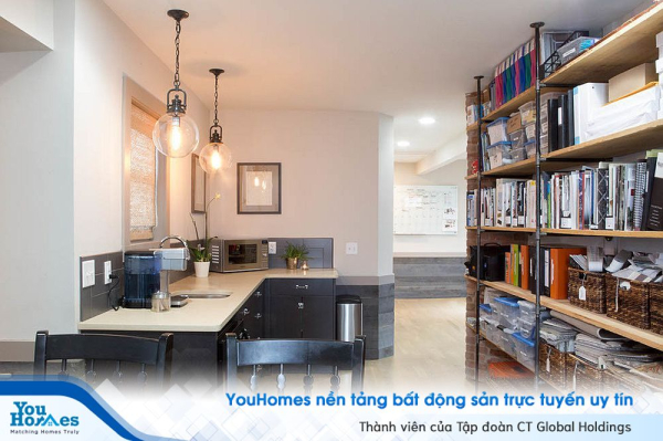 Phòng làm việc cạnh nhà bếp- giải pháp tiết kiệm không gian sống