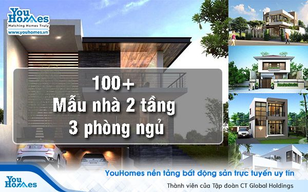 100+ mẫu nhà 2 tầng 3 phòng ngủ đẹp, đầy đủ tiện nghi