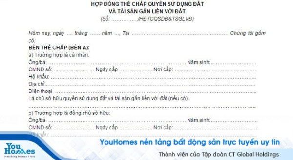 Hợp đồng và thủ tục đăng ký thế chấp quyền sử dụng đất