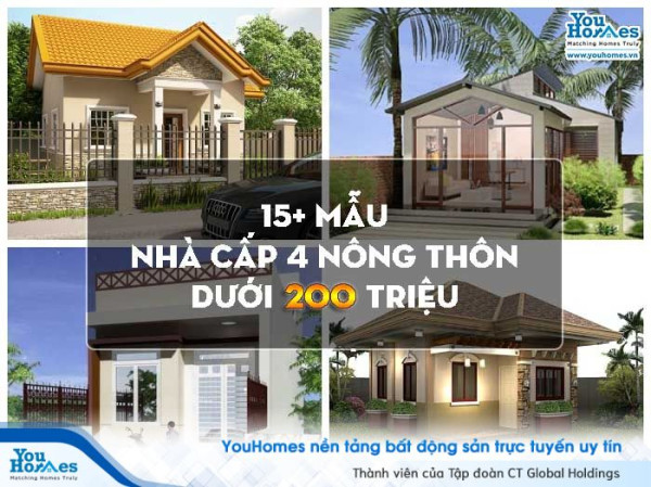 15 mẫu nhà cấp 4 dưới 200 triệu ở nông thôn đẹp