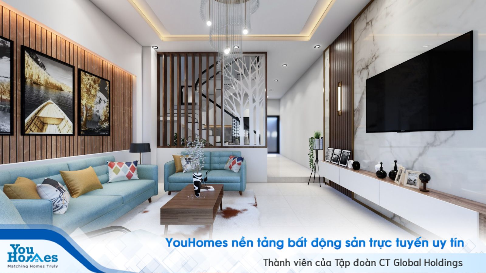 23+ Mẫu thiết kế nội thất phòng khách nhà ống 4m - 5m ĐẸP - HIỆN ĐẠI - SANG  TRỌNG nhất 2022