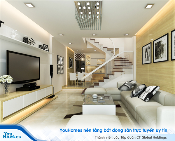 Những ý tưởng thiết kế nội thất phòng khách nhà ống năm 2019 - Ảnh 2.