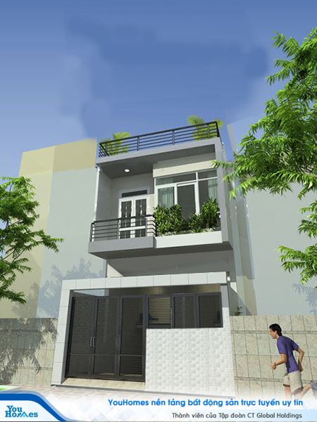 mặt tiền của nhà phố 2 tầng