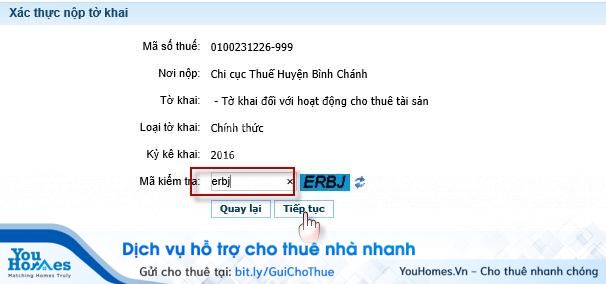 Kê khai thuế cho thuê nhà qua mạng - Bước 9