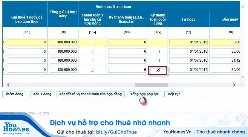 Kê khai thuế cho thuê nhà qua mạng - Bước 4