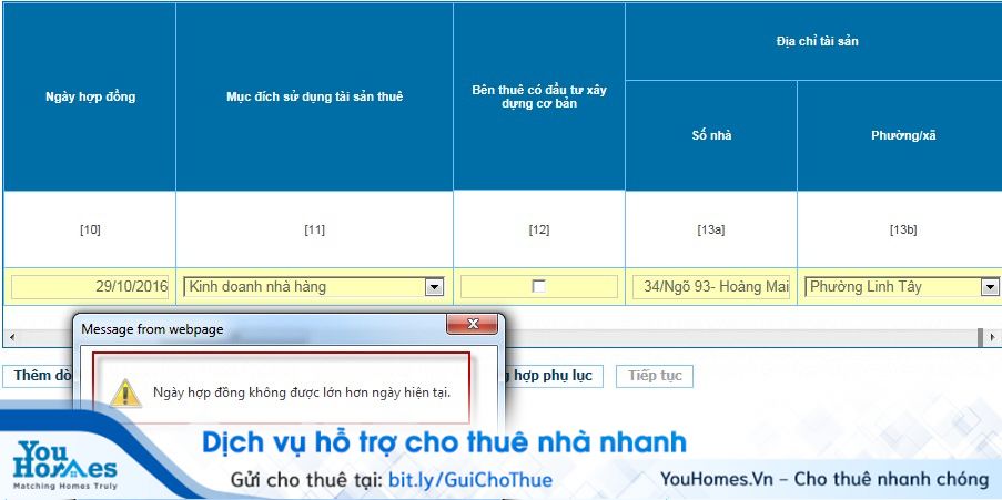 Kê khai thuế cho thuê nhà qua mạng - Bước 4