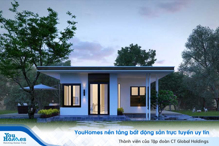 Ngôi nhà kiểu Nhật nhỏ gọn với phần đá ốp lỗi đi vào nhà xinh xắn và sáng tạo. 
