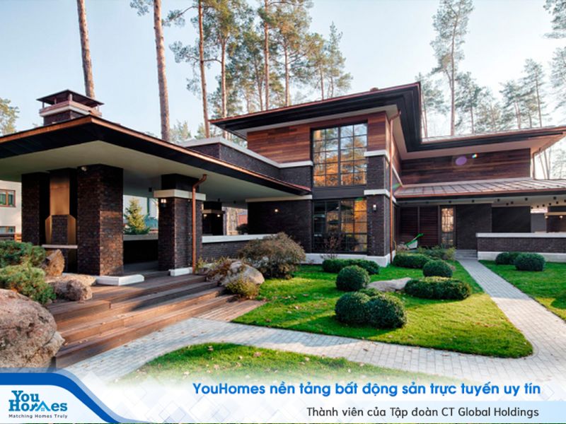 Biệt thự 2 tầng kiểu Nhật với sân vườn rộng tuyệt đẹp. 