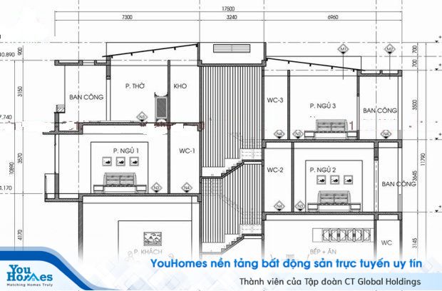 Bản vẽ thiết kế nhà lệch tầng đẹp.
