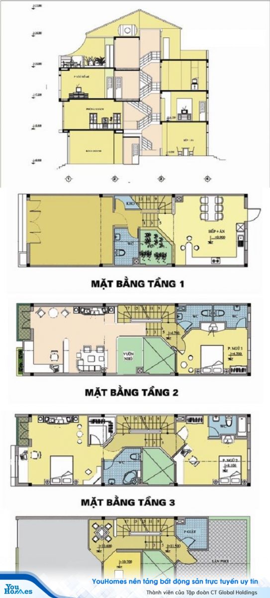 Đối với nhà lệch tầng nên lựa chọn những thiết kế đơn giản. 