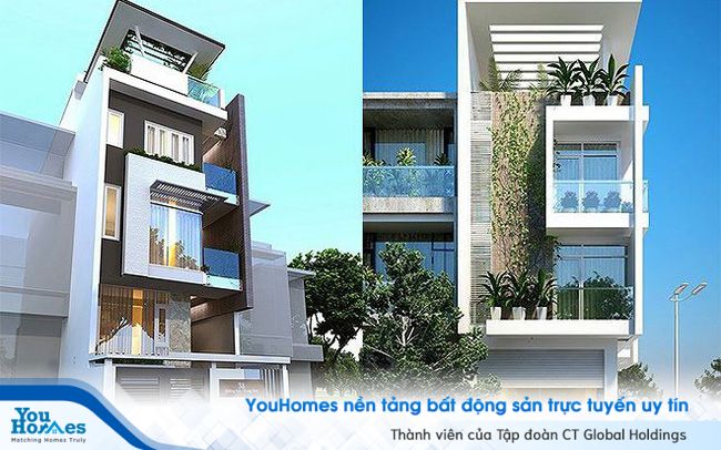 Các mẫu nhà lệch tầng thường có thiết kế mặt tiền mang phong cách hiện đại.
