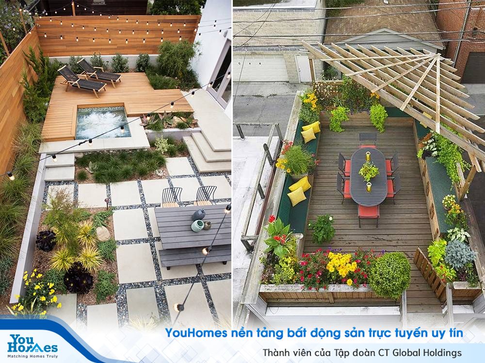 Bố trí bể bơi ngoài trời là một ý tưởng thiết kế sân thượng cực kỳ hợp lý cho nhà phố hiện đại.