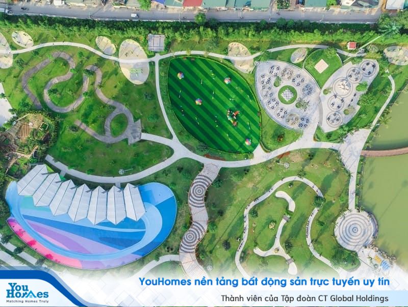 Công viên thể thao của dự án Vinhomes Smart City nhìn từ trên cao.