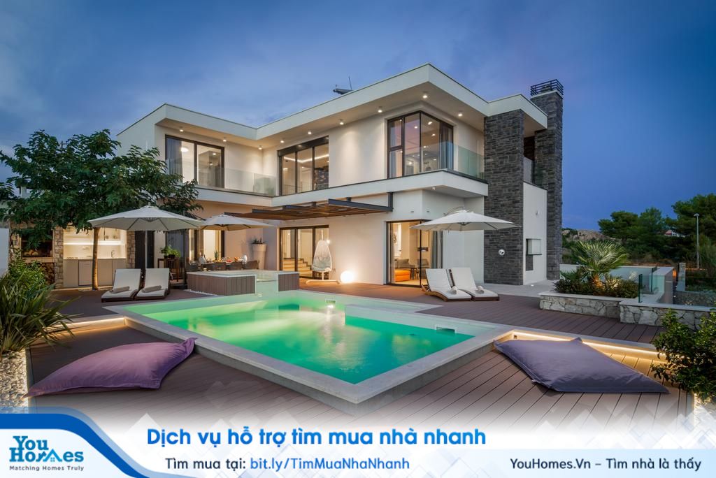 Biệt thự nên có thiết kế bố trí thêm bể bởi hay hồ nước....