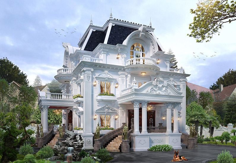 Sân vườn rộng sẽ giúp tôn lên vẻ đẹp cảu căn biệt thự....