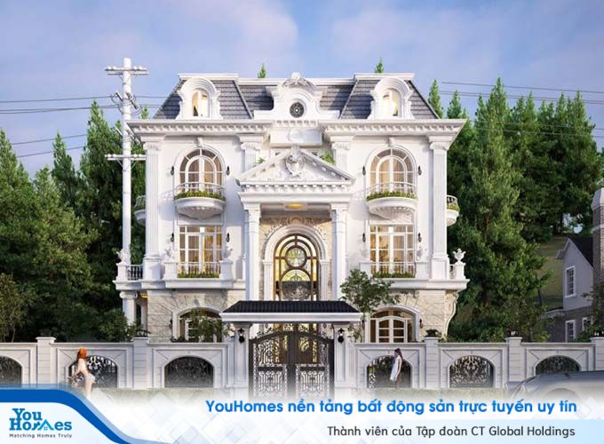 Biệt thự tân cổ điển sang trọng và tinh tế với những nét chạm khắc tỉ mỉ