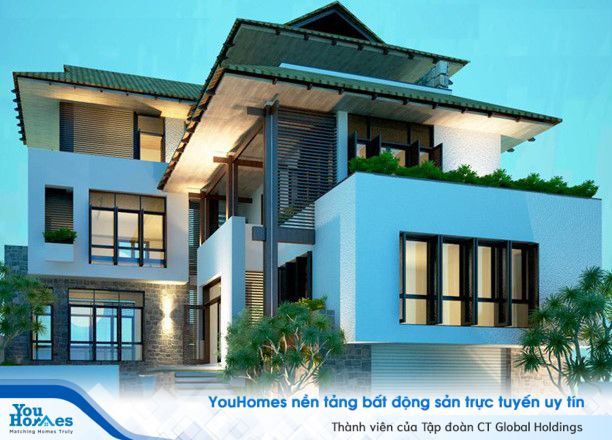 Mẫu nhà biệt thự 3 tầng với nét thiết kế pha chút màu sắc Nhật Bản