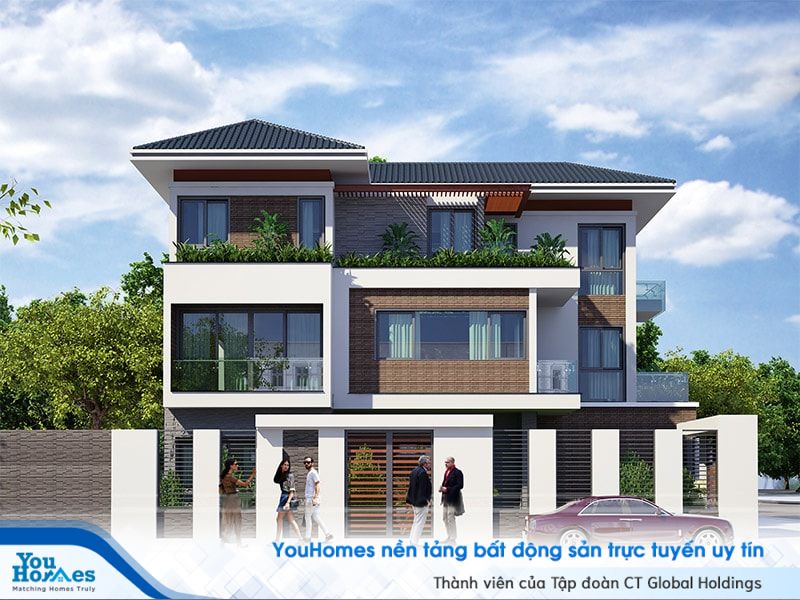 Mẫu biệt thự phố 3 tầng hiện đại với thiết kế gần gũi, thân thiện với môi trường...