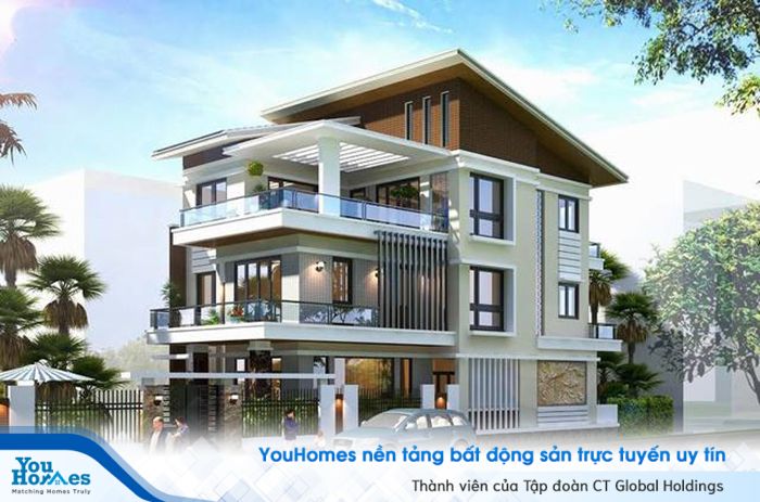Biệt thự phố 3 tầng hiện đại với sân vườn rộng...