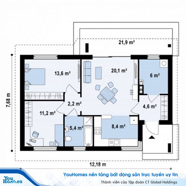 Bản vẽ thiết kế mặt bằng ngôi nhà