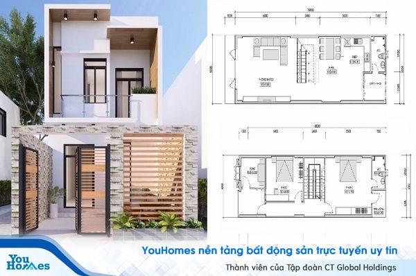 Mẫu nhà ống 2 tầng thiết kế khoa học