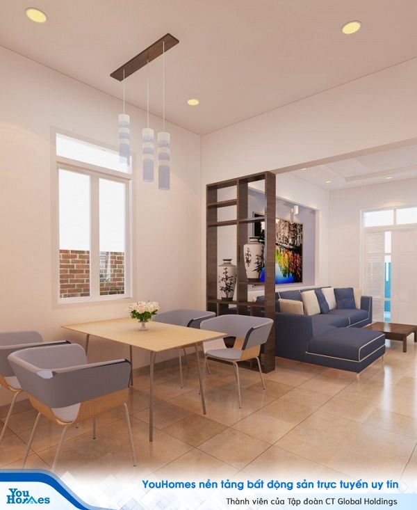 Khu vực ăn với gam màu nhã nhặn