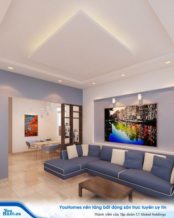 Phòng khách với gam màu nhẹ nhàng