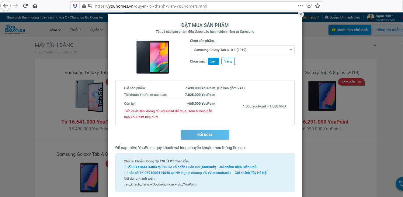 Các bước quy đổi YouPoint mua các sản phẩm Samsung - Ảnh 3