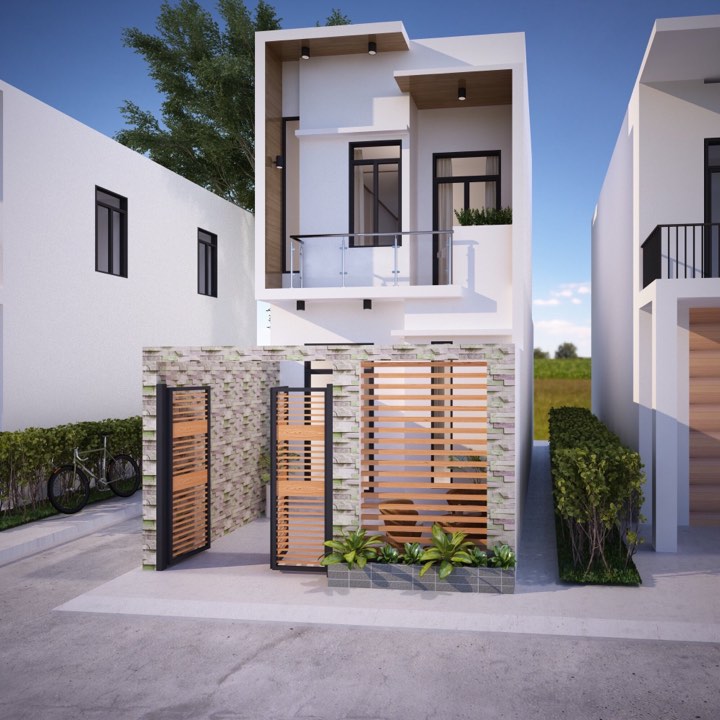 Mẫu nhà phố mái bằng đẹp