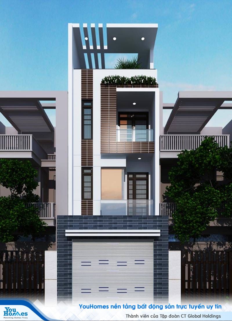 Mẫu nhà phố mái bằng đẹp