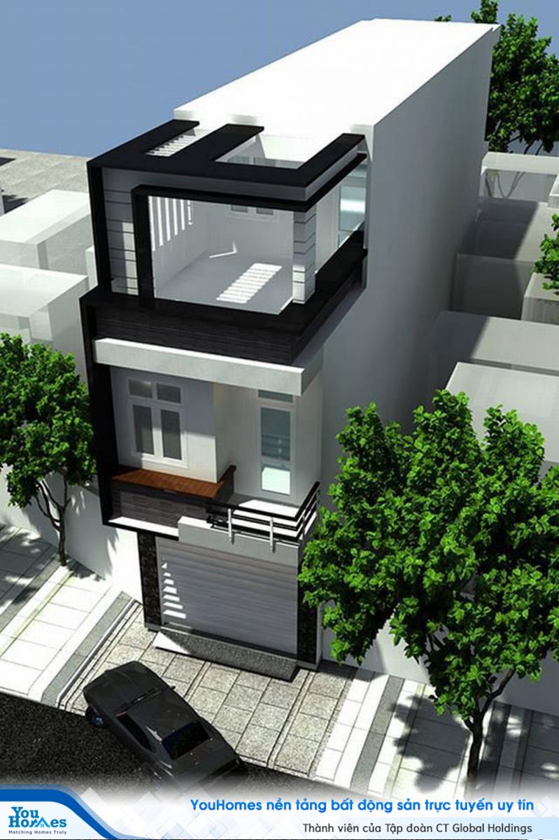 Mẫu nhà phố mái bằng đẹp