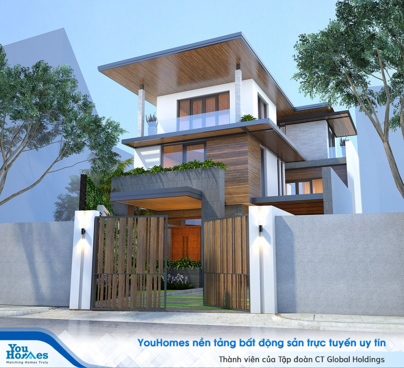 Mẫu nhà phố mái bằng