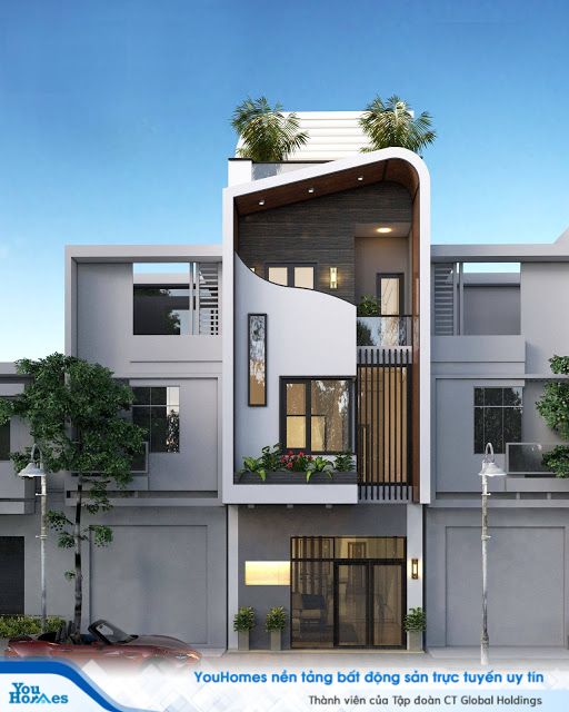 Mẫu nhà phố lệch tầng đẹp