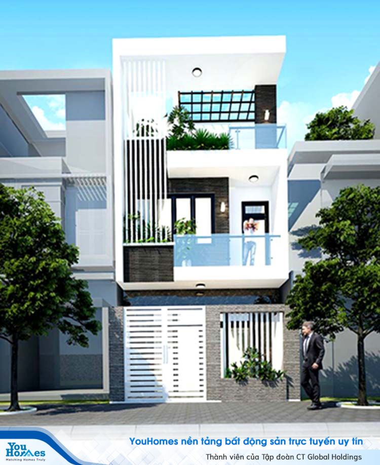 Mẫu nhà phố lệch tầng đẹp
