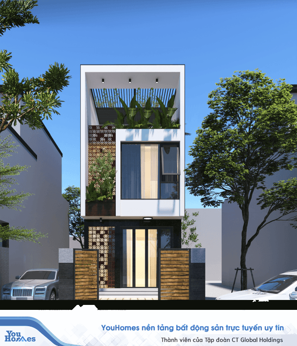 Mẫu nhà phố 2 tầng 1 tum có mặt tiền 5m