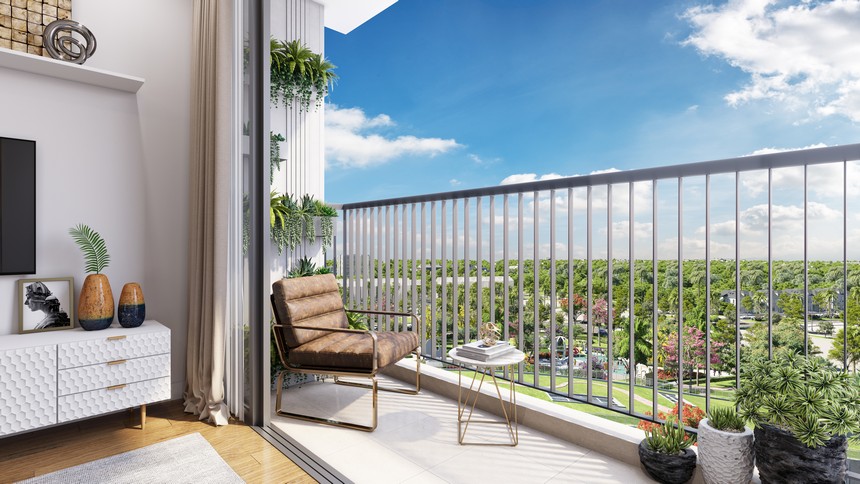 Hướng mặt phòng có ban công được xác định là nơi có thể đón thiên khí, địa khí.