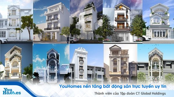 Mẫu nhà phố đẹp hiện đại theo phong cách tân cổ điển.