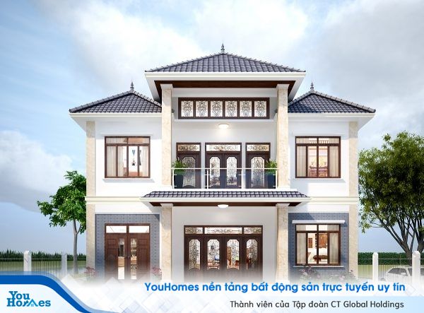 Mẫu nhà 2 tầng mái thái sang trọng, hiện đại.