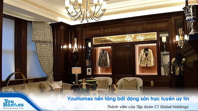 Phòng thay để đồ với thiết kế không kém phần sang trọng.