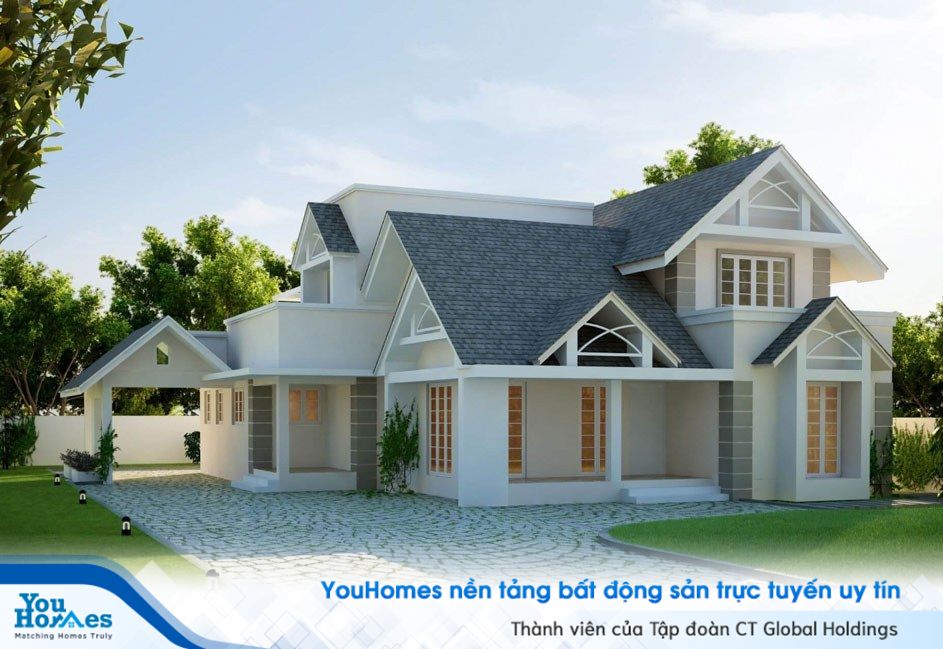 Mẫu nhà cấp 4 sân vườn rộng rãi. 