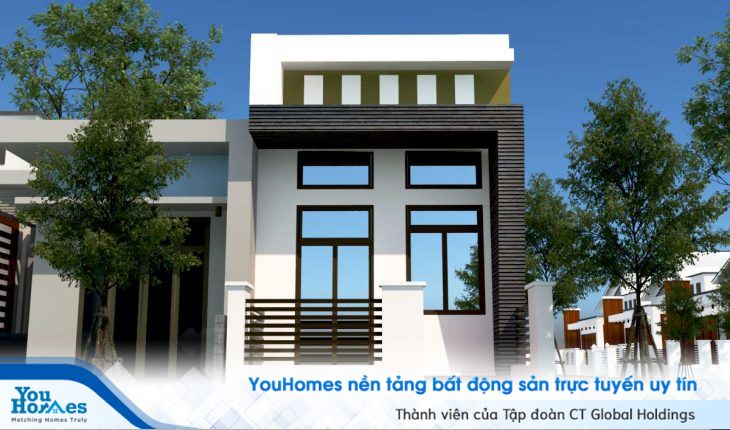 Mẫu nhà cấp 4 gác lửng mái bằng mang thiết kế tối giản. 