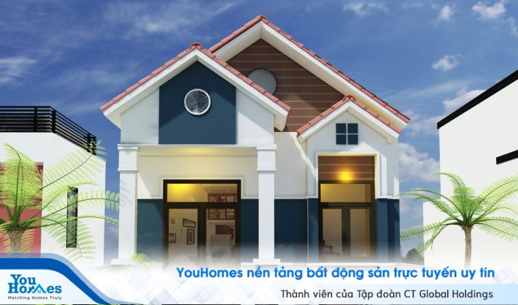 Kết hợp mái ngói màu đỏ đất tạo nên một ngôi nhà cấp 4 ấm cúng. 